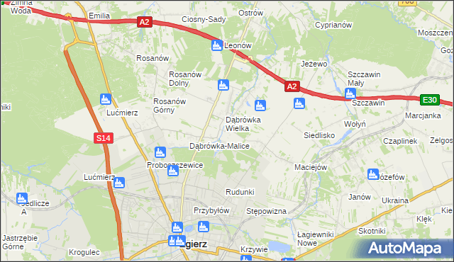 mapa Dąbrówka-Sowice, Dąbrówka-Sowice na mapie Targeo