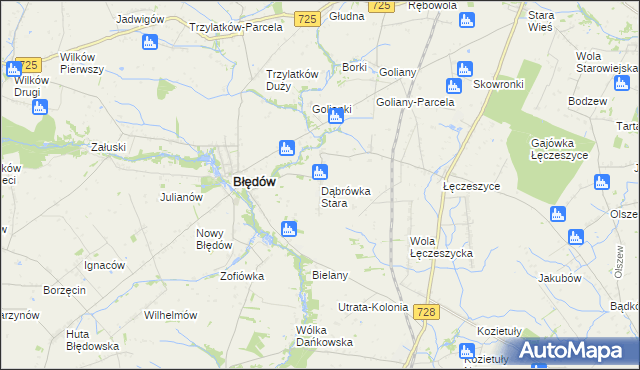 mapa Dąbrówka Stara, Dąbrówka Stara na mapie Targeo