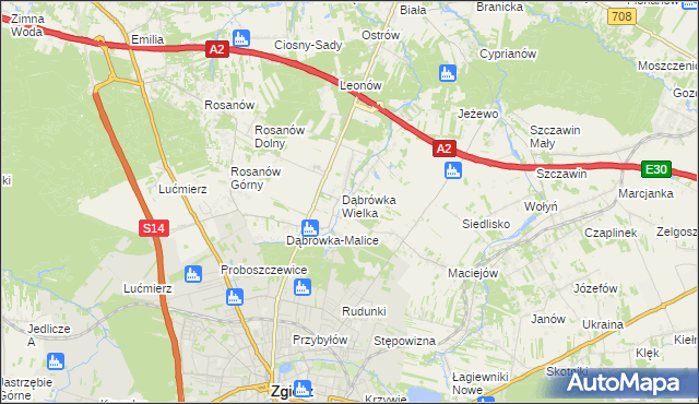 mapa Dąbrówka-Strumiany, Dąbrówka-Strumiany na mapie Targeo