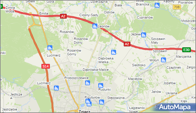 mapa Dąbrówka Wielka gmina Zgierz, Dąbrówka Wielka gmina Zgierz na mapie Targeo