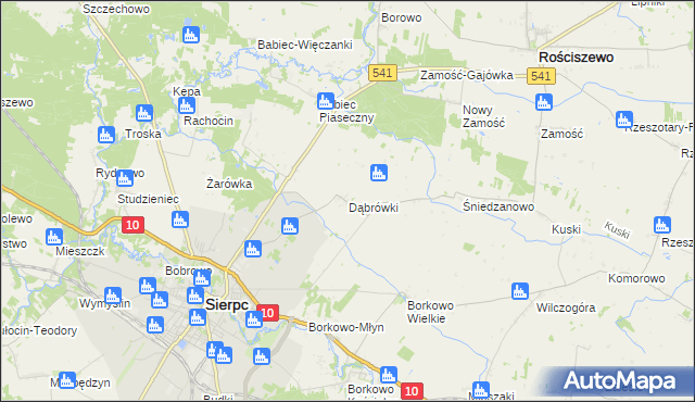 mapa Dąbrówki gmina Sierpc, Dąbrówki gmina Sierpc na mapie Targeo