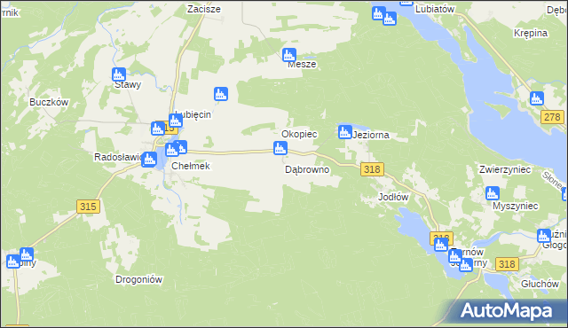 mapa Dąbrowno gmina Nowa Sól, Dąbrowno gmina Nowa Sól na mapie Targeo