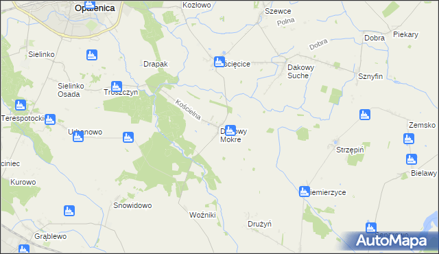 mapa Dakowy Mokre, Dakowy Mokre na mapie Targeo