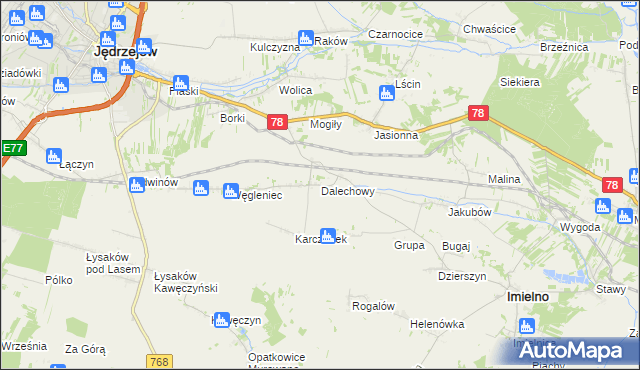 mapa Dalechowy, Dalechowy na mapie Targeo