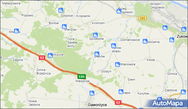 mapa Dalków gmina Gaworzyce, Dalków gmina Gaworzyce na mapie Targeo