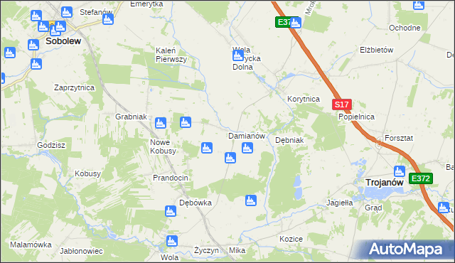 mapa Damianów, Damianów na mapie Targeo