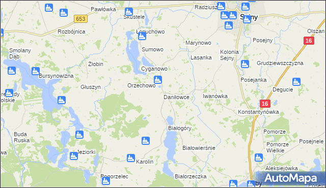 mapa Daniłowce, Daniłowce na mapie Targeo