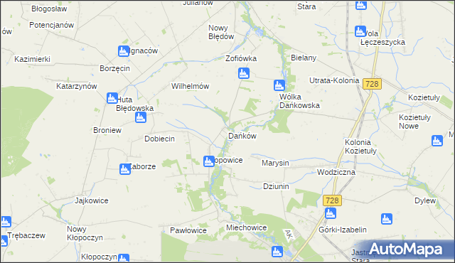 mapa Dańków gmina Błędów, Dańków gmina Błędów na mapie Targeo