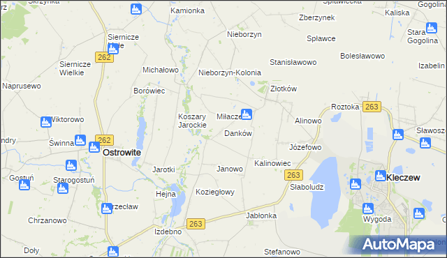 mapa Danków gmina Kleczew, Danków gmina Kleczew na mapie Targeo