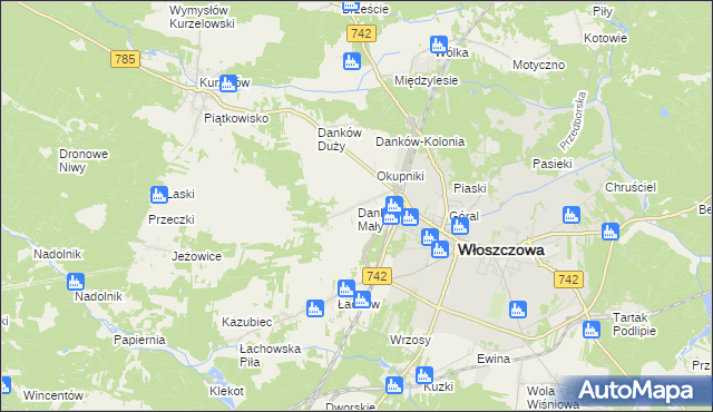 mapa Danków Mały, Danków Mały na mapie Targeo