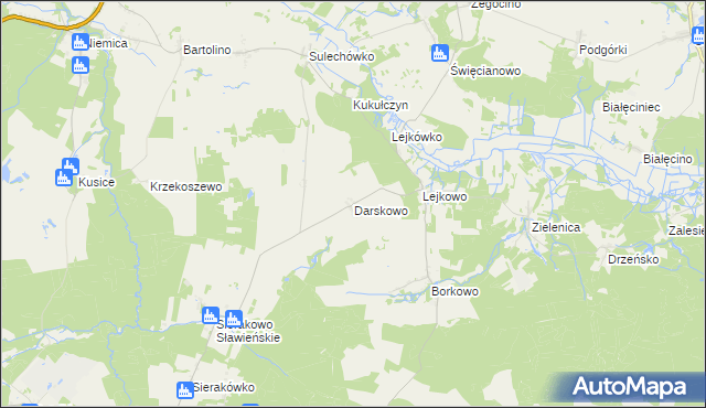 mapa Darskowo gmina Malechowo, Darskowo gmina Malechowo na mapie Targeo