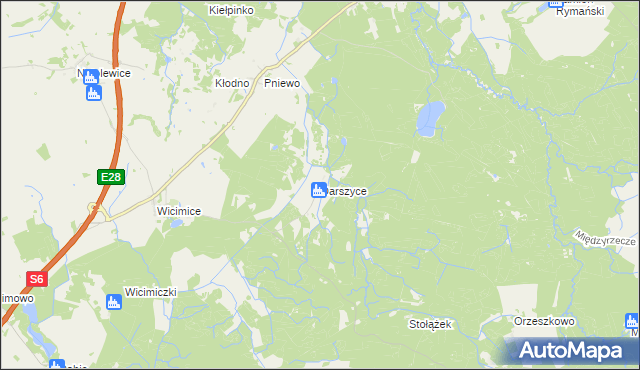 mapa Darszyce, Darszyce na mapie Targeo