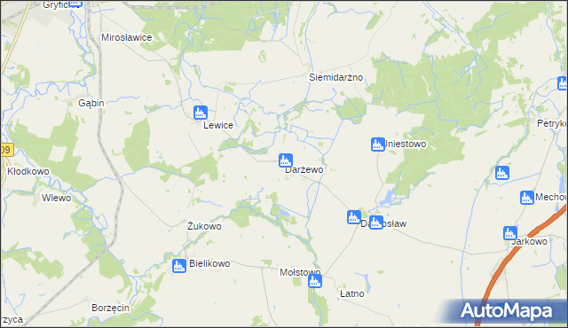 mapa Darżewo gmina Brojce, Darżewo gmina Brojce na mapie Targeo