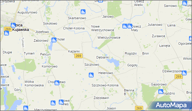 mapa Dębianki gmina Izbica Kujawska, Dębianki gmina Izbica Kujawska na mapie Targeo