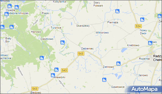 mapa Dębieniec, Dębieniec na mapie Targeo