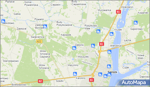mapa Dębinki gmina Serock, Dębinki gmina Serock na mapie Targeo