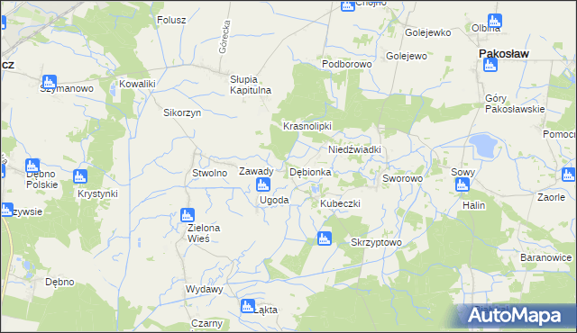 mapa Dębionka gmina Pakosław, Dębionka gmina Pakosław na mapie Targeo