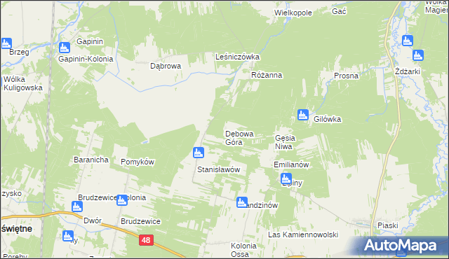 mapa Dębowa Góra gmina Odrzywół, Dębowa Góra gmina Odrzywół na mapie Targeo
