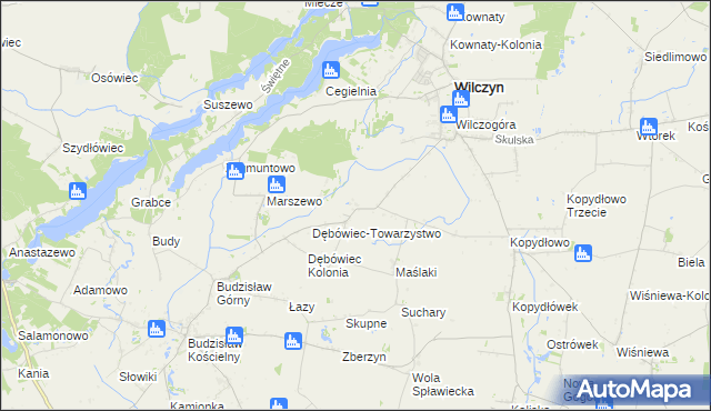 mapa Dębówiec gmina Wilczyn, Dębówiec gmina Wilczyn na mapie Targeo