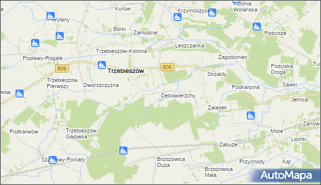 mapa Dębowierzchy, Dębowierzchy na mapie Targeo