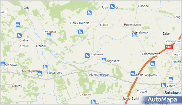 mapa Dębowo gmina Śniadowo, Dębowo gmina Śniadowo na mapie Targeo