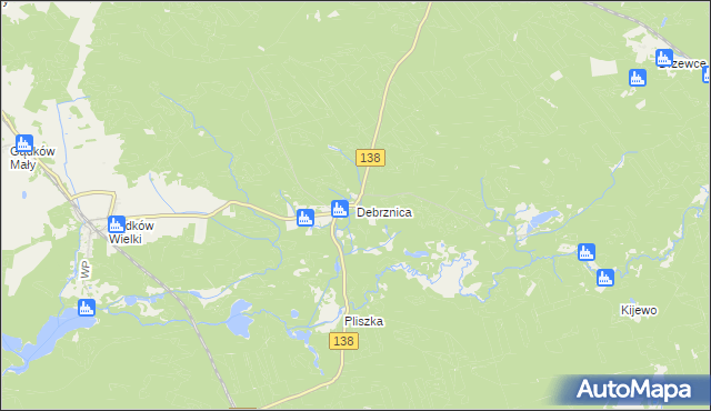 mapa Debrznica, Debrznica na mapie Targeo