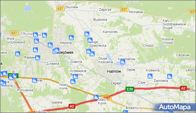 mapa Długa Kościelna, Długa Kościelna na mapie Targeo