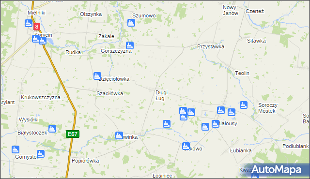 mapa Długi Ług, Długi Ług na mapie Targeo