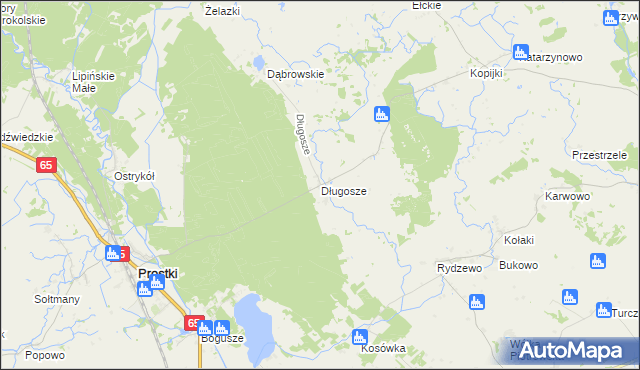 mapa Długosze, Długosze na mapie Targeo
