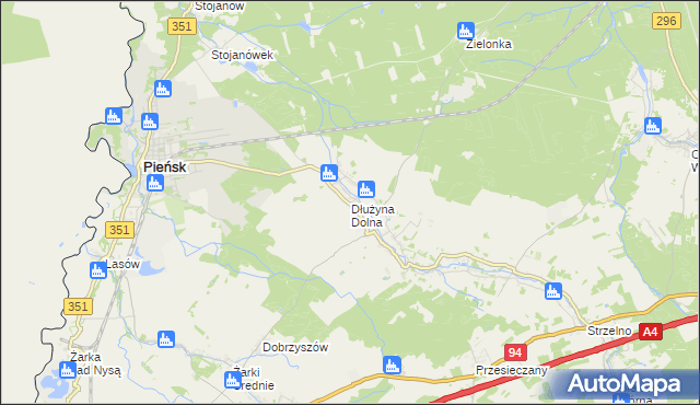 mapa Dłużyna Dolna, Dłużyna Dolna na mapie Targeo