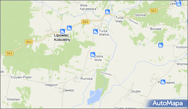 mapa Dobra Wola gmina Lipowiec Kościelny, Dobra Wola gmina Lipowiec Kościelny na mapie Targeo