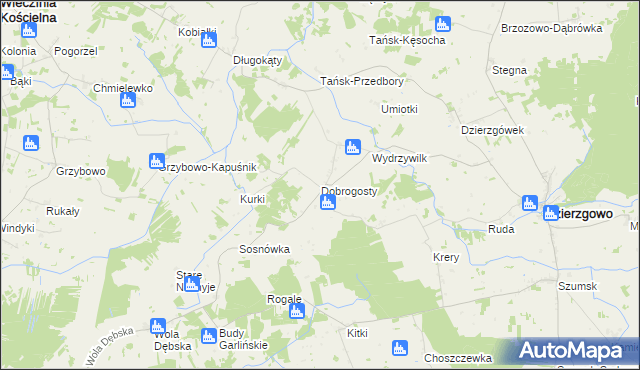 mapa Dobrogosty gmina Dzierzgowo, Dobrogosty gmina Dzierzgowo na mapie Targeo