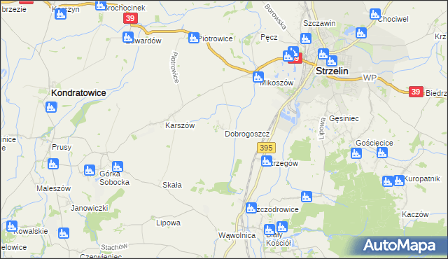 mapa Dobrogoszcz gmina Strzelin, Dobrogoszcz gmina Strzelin na mapie Targeo