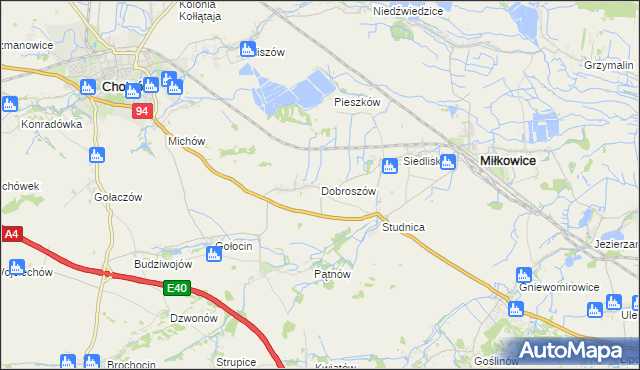 mapa Dobroszów gmina Chojnów, Dobroszów gmina Chojnów na mapie Targeo