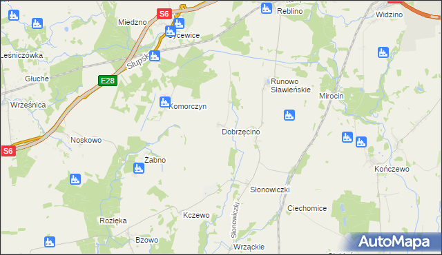 mapa Dobrzęcino, Dobrzęcino na mapie Targeo