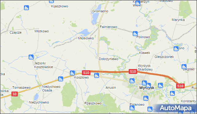 mapa Dobrzyniewo, Dobrzyniewo na mapie Targeo