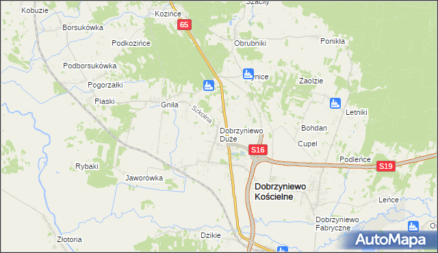 mapa Dobrzyniewo Duże, Dobrzyniewo Duże na mapie Targeo