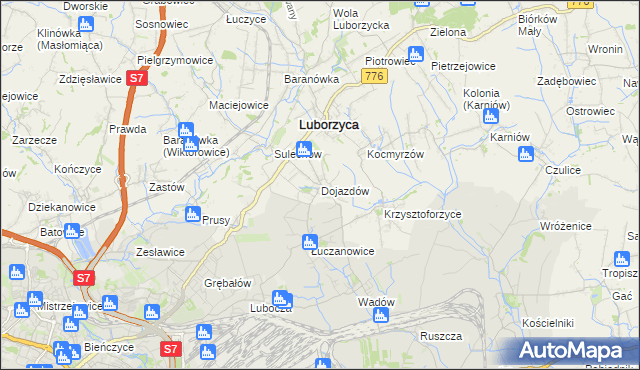 mapa Dojazdów, Dojazdów na mapie Targeo