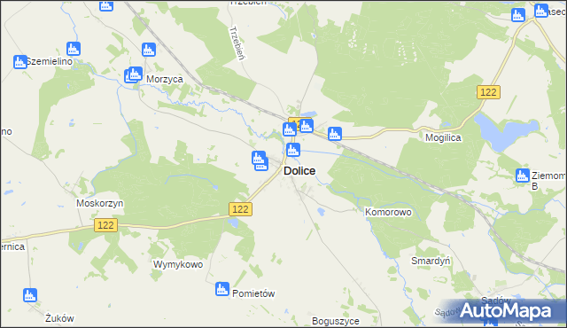 mapa Dolice powiat stargardzki, Dolice powiat stargardzki na mapie Targeo