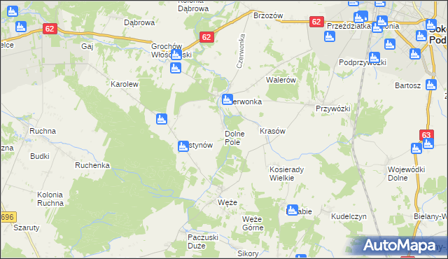 mapa Dolne Pole gmina Sokołów Podlaski, Dolne Pole gmina Sokołów Podlaski na mapie Targeo