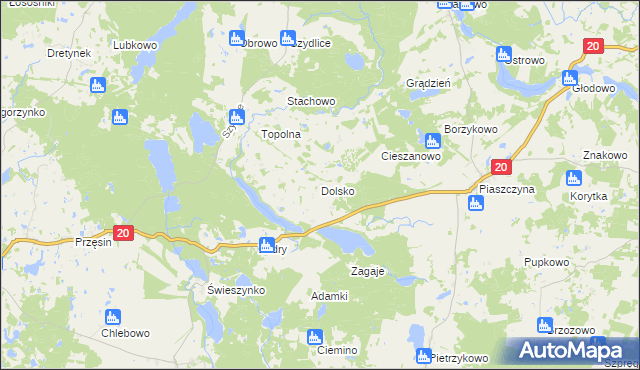 mapa Dolsko gmina Miastko, Dolsko gmina Miastko na mapie Targeo