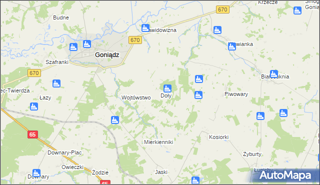 mapa Doły gmina Goniądz, Doły gmina Goniądz na mapie Targeo