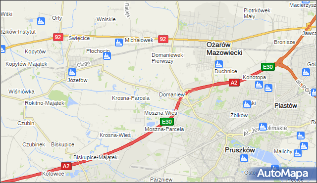 mapa Domaniew gmina Brwinów, Domaniew gmina Brwinów na mapie Targeo