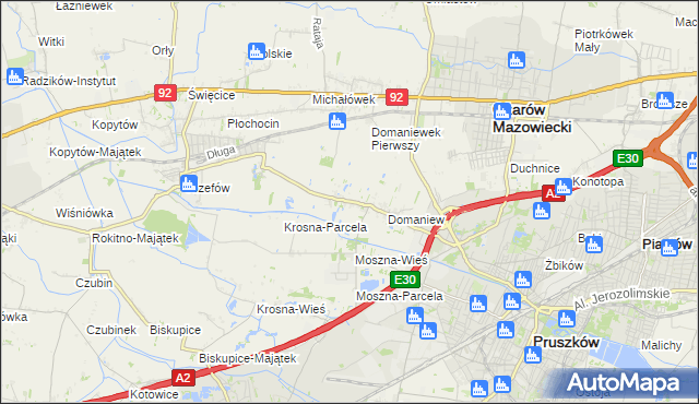 mapa Domaniewek gmina Brwinów, Domaniewek gmina Brwinów na mapie Targeo