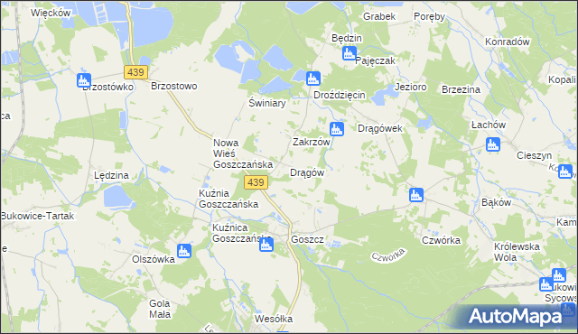 mapa Drągów, Drągów na mapie Targeo