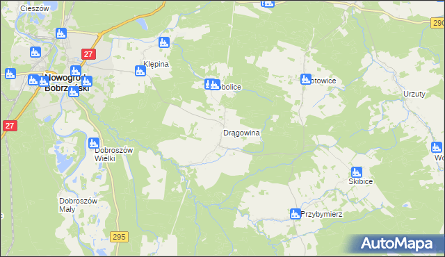 mapa Drągowina, Drągowina na mapie Targeo