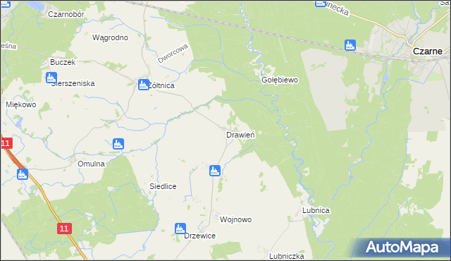 mapa Drawień, Drawień na mapie Targeo
