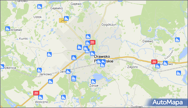 mapa Drawsko Pomorskie, Drawsko Pomorskie na mapie Targeo