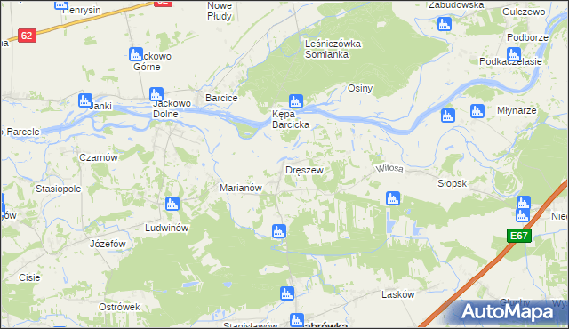 mapa Dręszew, Dręszew na mapie Targeo
