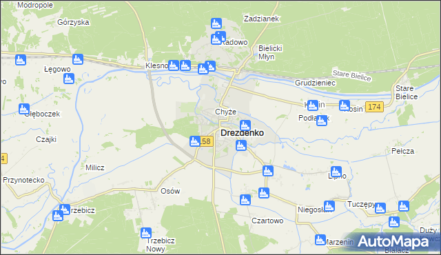 mapa Drezdenko, Drezdenko na mapie Targeo